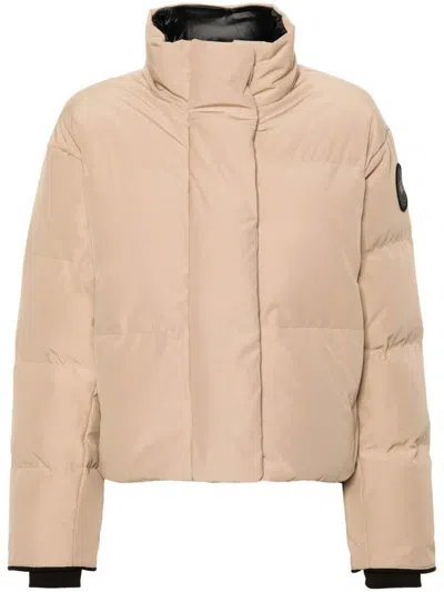 Pre-owned Canada Goose Women's  Black Label Grandview Cropped Jacket In Desert Sand