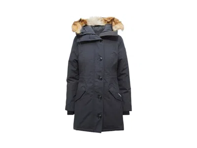 Pre-owned Canada Goose Women's  Rossclair Fur Parka Jacket In Navy Blue