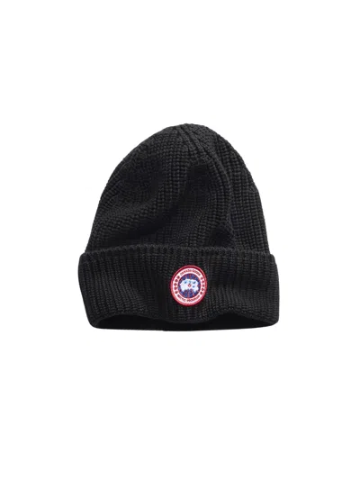 Canada Goose Ribbed Toque Hat In Black