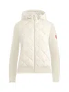 Canada Goose Women Hybridge Quilted Knit Hoodie Cottongrass In White