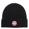Canada Goose Women Logo Rib Toque Hat In Black