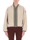 Canada Goose Reversible Fleece Bomber Jacket With Hood In Neutral