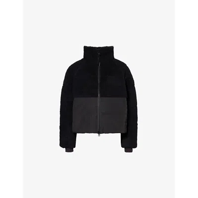 CANADA GOOSE WOMENS BLACK ELORA FLEECE-PANEL SHELL-DOWN PUFFER JACKET