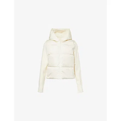 Canada Goose Womens Cottongrass-linaigrette Hybridge Wide Quilt Knit Hooded Nylon-down Jacket In White