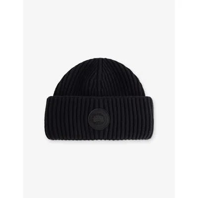 Canada Goose Womens Double Fold Toque Cashmere Wool-blend Beanie Black - Noir