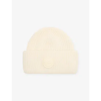 Canada Goose Womens Double-fold Wool And Cashmere Beanie Hat Bone-os