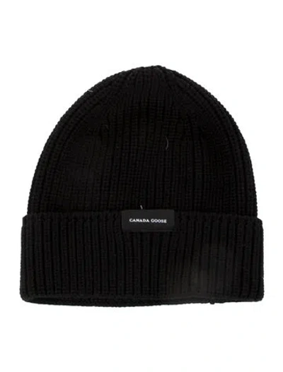 Pre-owned Canada Goose Wool Beanie In Black