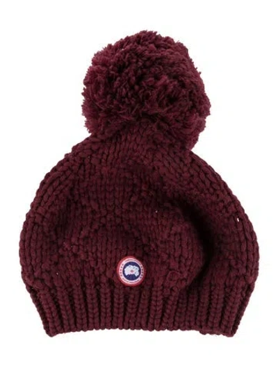 Pre-owned Canada Goose Wool Beanie In Burgundy