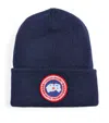 Canada Goose Logo-patch Knitted Beanie In Navy