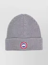 Canada Goose Wool Beanie With Logo And Turn-up Brim In Gray
