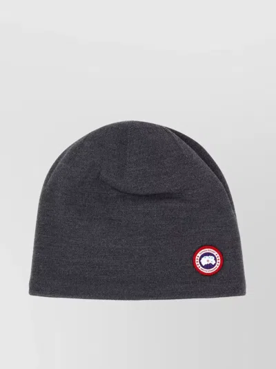 Canada Goose Wool Blend Beanie Hat With Cuffed Design In Black