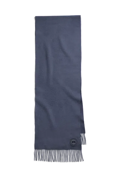 Canada Goose Wool Cashmere Blend Fringe Scarf In Blue
