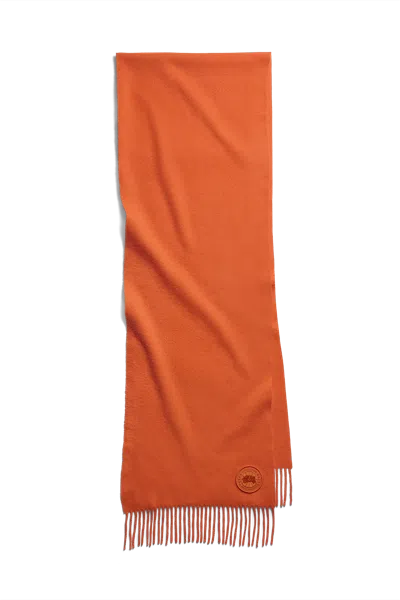 Canada Goose Wool Cashmere Blend Fringe Scarf In Orange