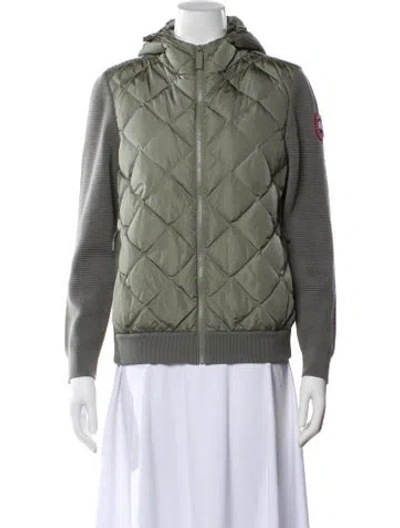 Pre-owned Canada Goose Wool Colorblock Pattern Down Jacket In Green