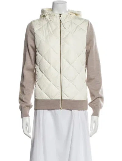 Pre-owned Canada Goose Wool Colorblock Pattern Down Jacket In White