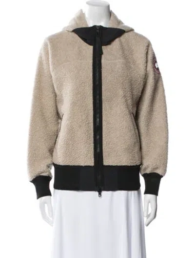Pre-owned Canada Goose Wool Colorblock Pattern Jacket In Neutral