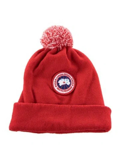 Pre-owned Canada Goose Wool Embroidered Beanie In Red