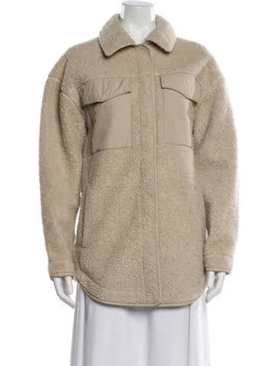 Pre-owned Canada Goose Wool Faux Fur Coat In Neutral