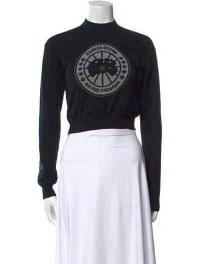 Pre-owned Canada Goose Wool Graphic Print Sweater In Black