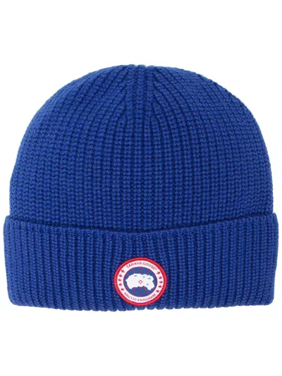Canada Goose Wool Hat With Logo In Blue