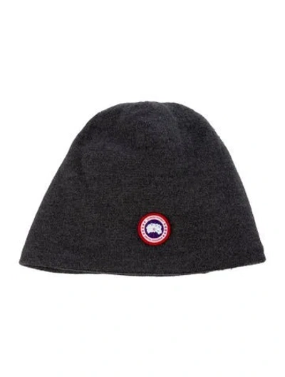 Pre-owned Canada Goose Wool Knit Logo Beanie In Gray