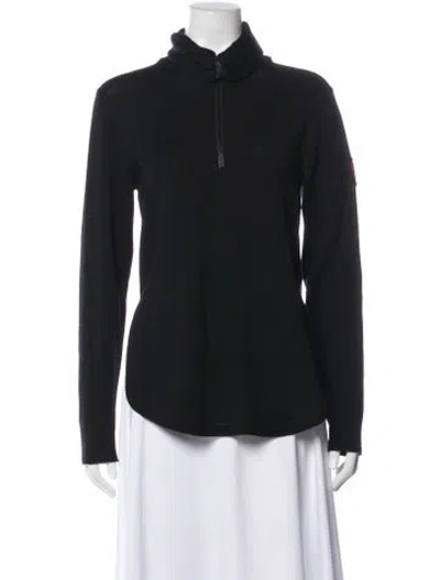 Pre-owned Canada Goose Wool Mock Neck Sweater In Black