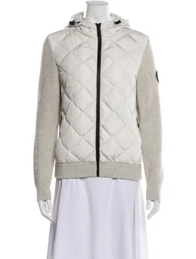 Pre-owned Canada Goose Wool Plaid Print Down Jacket In Neutral