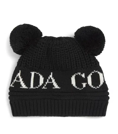 Canada Goose Kids' Wool Pom-pom Beanie In Black