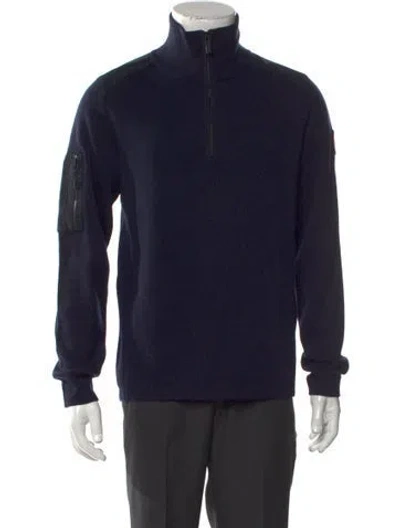 Pre-owned Canada Goose Wool Turtleneck Polo Sweater In Blue