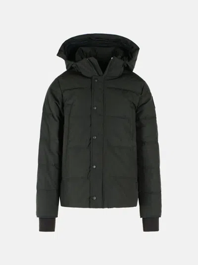 Canada Goose Wyndham Parka In Black Organic Cotton Blend In Green