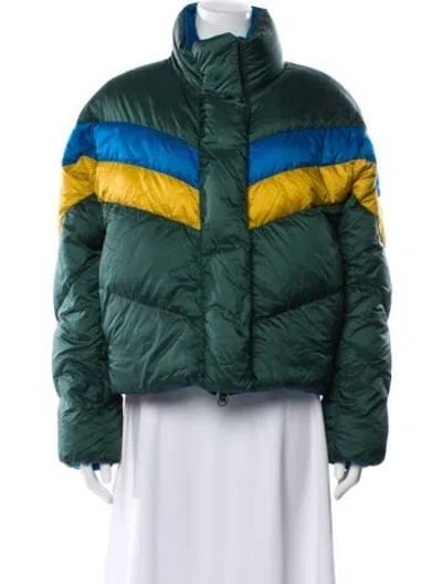 Pre-owned Canada Goose X Reformation Striped Down Coat In Green