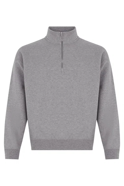 Canada Goose Zip Collar Cotton Sweater In Gray