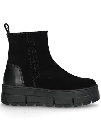Canada Snow Mount Fiona Suede Shearling Ankle Boots In Black