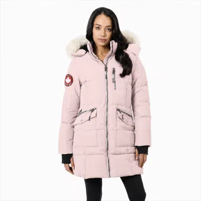 Canada Weather Gear Faux Fur Hood Bubble Puffer Coat In Pink