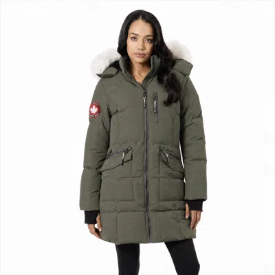 Canada Weather Gear Faux Fur Hood Bubble Puffer Coat In Green
