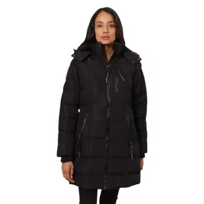 Canada Weather Gear High Pile Fleece Lined Hood Quilted Puffer Coat In Black