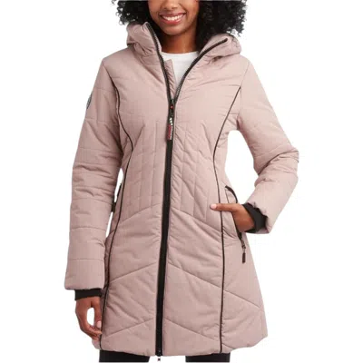 Canada Weather Gear Long Puffer Jacket With Faux Fur Trim In Pink
