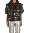 Canadian Classics Kara Vest With Side Zipper In Glossy Black Olive In Black