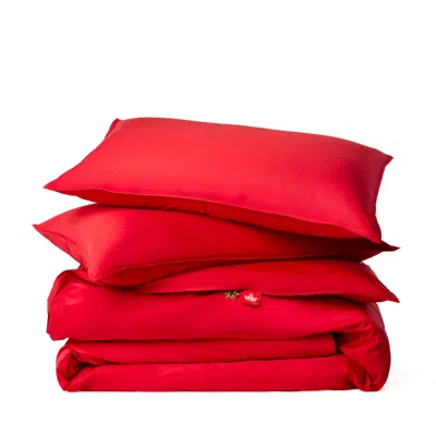 Canadian Down & Feather Company Red Duvet Cover Set With Three Sided Zipper, Full / Double - Cardinal