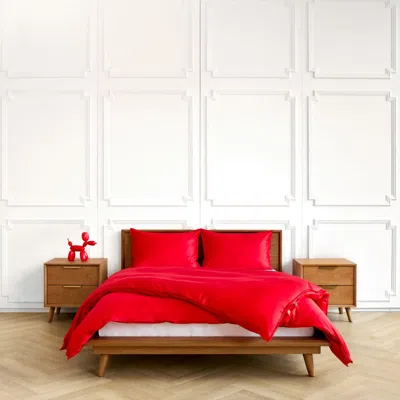Canadian Down & Feather Company Red Duvet Cover Set With Three Sided Zipper, Xl Queen - Cardinal