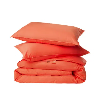 Canadian Down & Feather Company Red Duvet Cover Set With Three Sided Zipper, Xl Queen - Persimmon