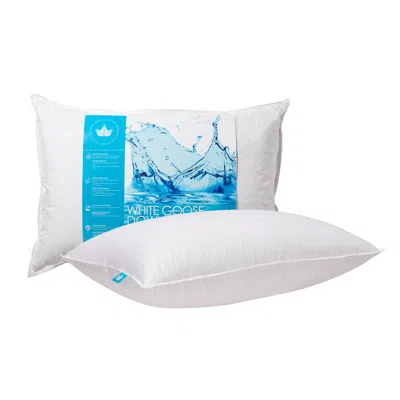 Canadian Down & Feather Company White Goose Down Pillow, Medium Support In Blue