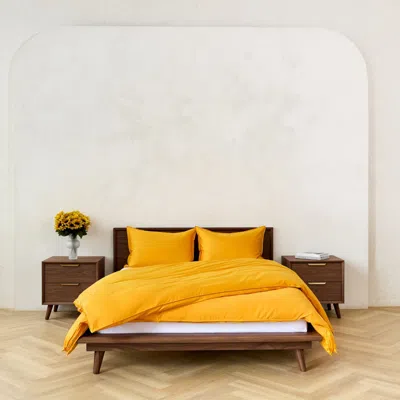 Canadian Down & Feather Company Yellow Duvet Cover Set With Three Sided Zipper, Us Xl King / Uk Emperor - Amber