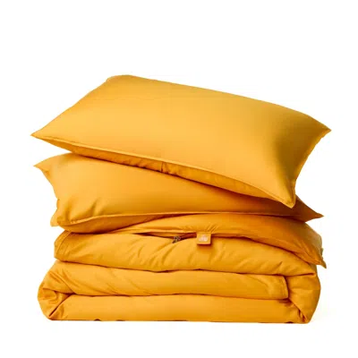Canadian Down & Feather Company Yellow Duvet Cover Set With Three Sided Zipper, Xl Queen - Amber
