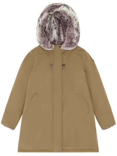 Canadiens Plush-fur Lined Parka With Adjustable Hood And Functional Design In Green