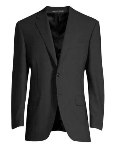 Pre-owned Canali $1,795  - Black Solid Notch Lapel 2-btn Blazer - 48r Us