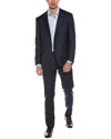 Canali 2pc Wool-blend Suit With Flat Front Pant In Black