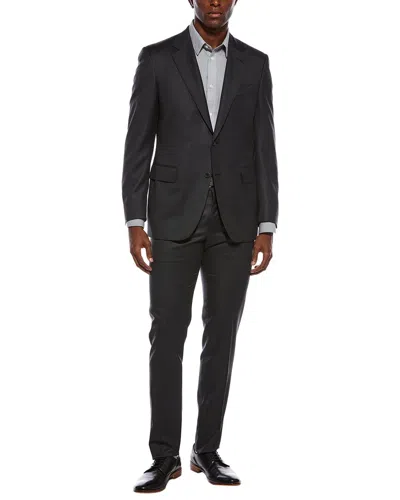 Canali 2pc Wool Suit With Flat Front Pant In Black