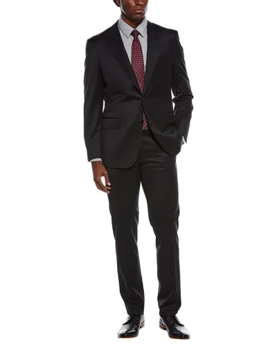 Canali 2pc Wool Suit With Flat Front Pant In Black