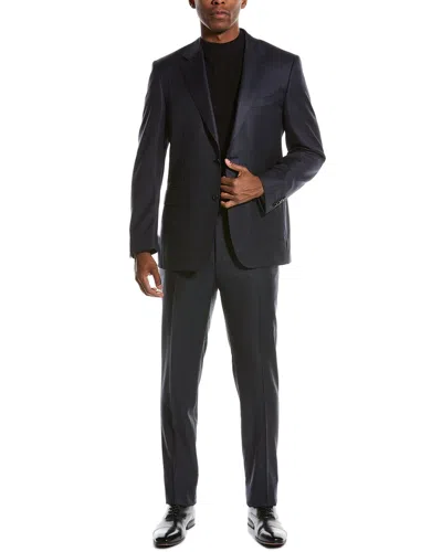Canali 2pc Wool Suit With Flat Front Pant In Blue